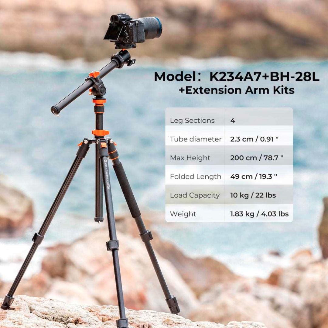 K&F Concept Aluminium tripod (Transverse Center Column) KF09.087V6 - 2